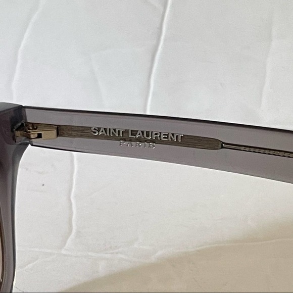 Saint Laurent Brown Gradient Lens Clear Gray Square Sunglasses New - Picture 4 of 6